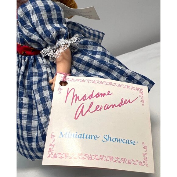 Madame Alexander Miniature Showcase Doll With Parasol & Red Bonnet, Signed Stand - Picture 2 of 7